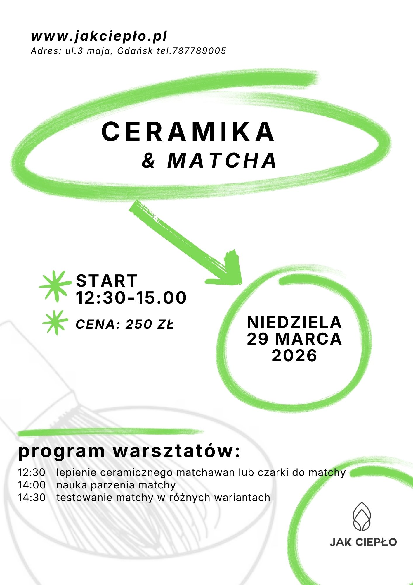 Warsztaty ceramiczne ULEP SOBIE CZARKĘ / MATCHAWAN / NAUCZ SIĘ PARZYĆ MATCHE 29/03/2026